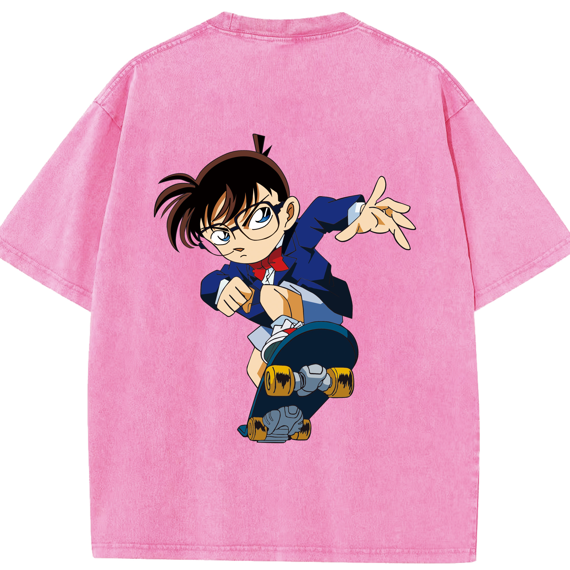 （画像用） 名探偵コナン 江戸川 コナン Detective Conan Conan Edogawa 綿100% ヴィンテージ風 半袖Tシャツ（背面プリント）